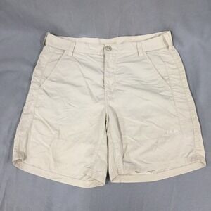 Huk Fishing Shorts Mens XL Tan Khaki Performance Quick Dry Cargo Utility Pockets